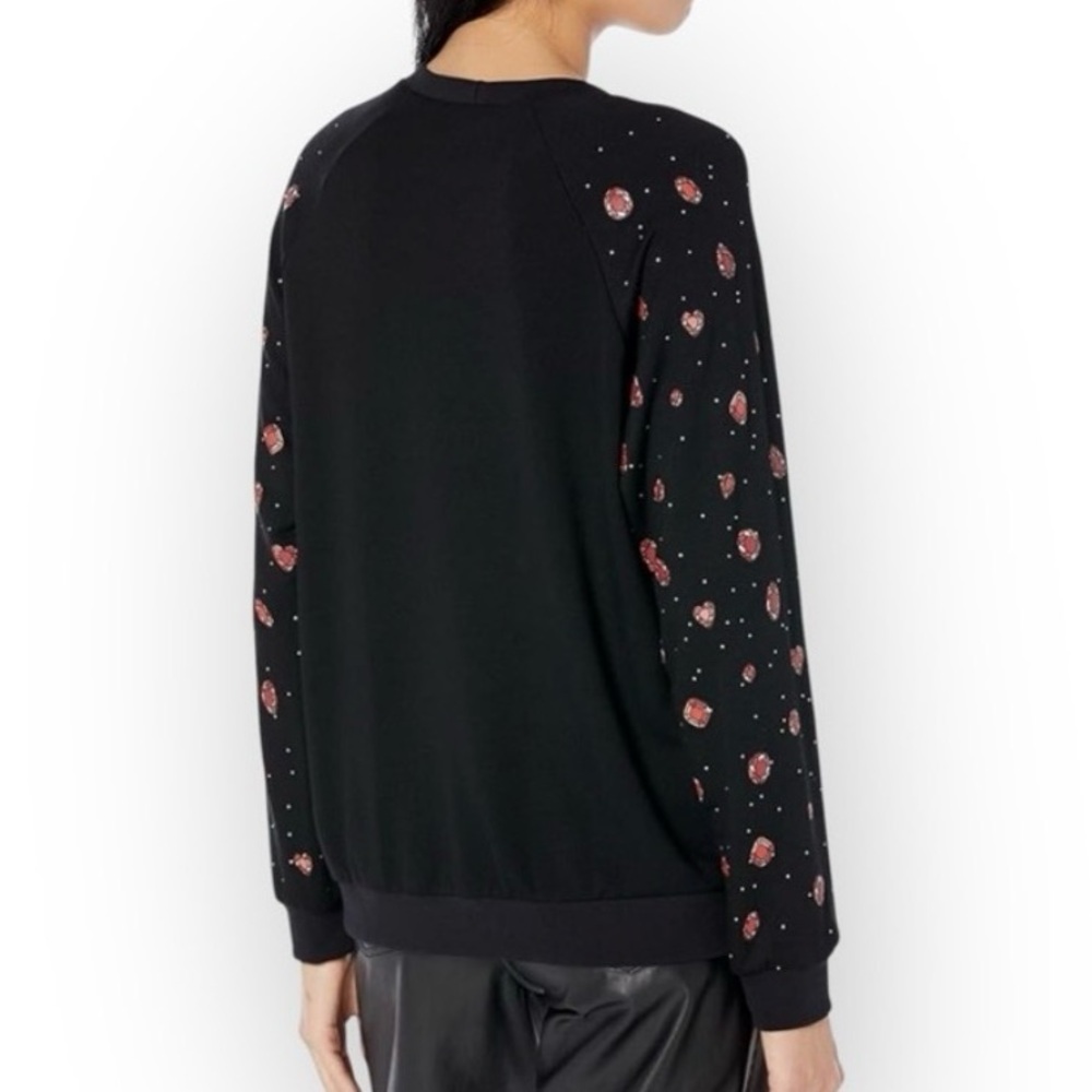 Lauren Moshi Noleta Ruby Lips Gem Print Pullover Sweatshirt Size Large - Picture 2 of 8